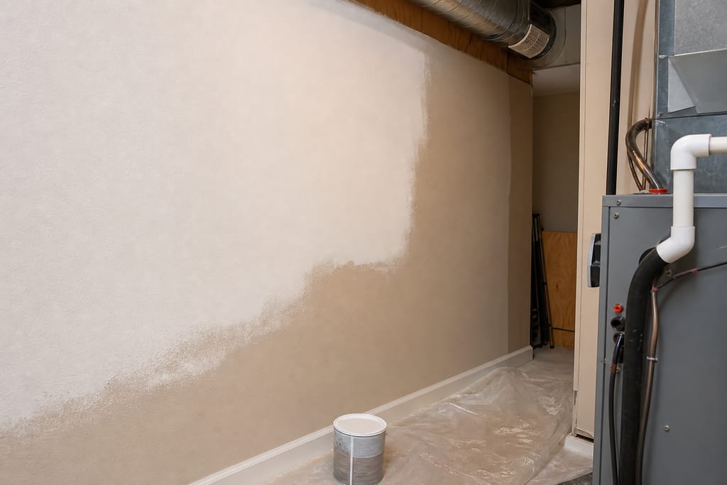 Tinted primer matched to existing paint sheen photo